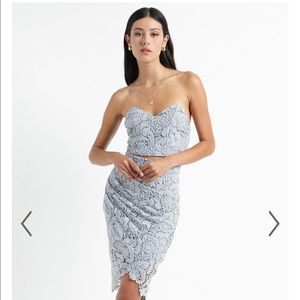 Showpo dusty blue two-piece lace set